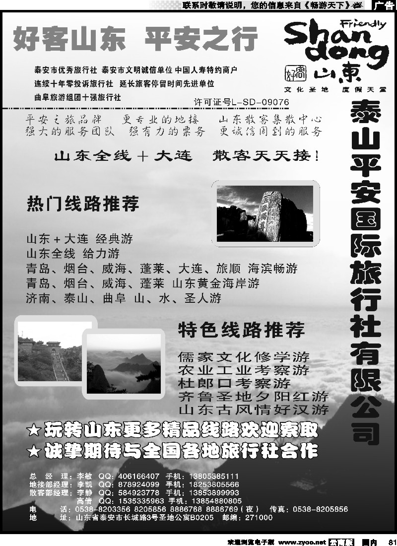 国内081 泰山平安国际旅行社有限公司