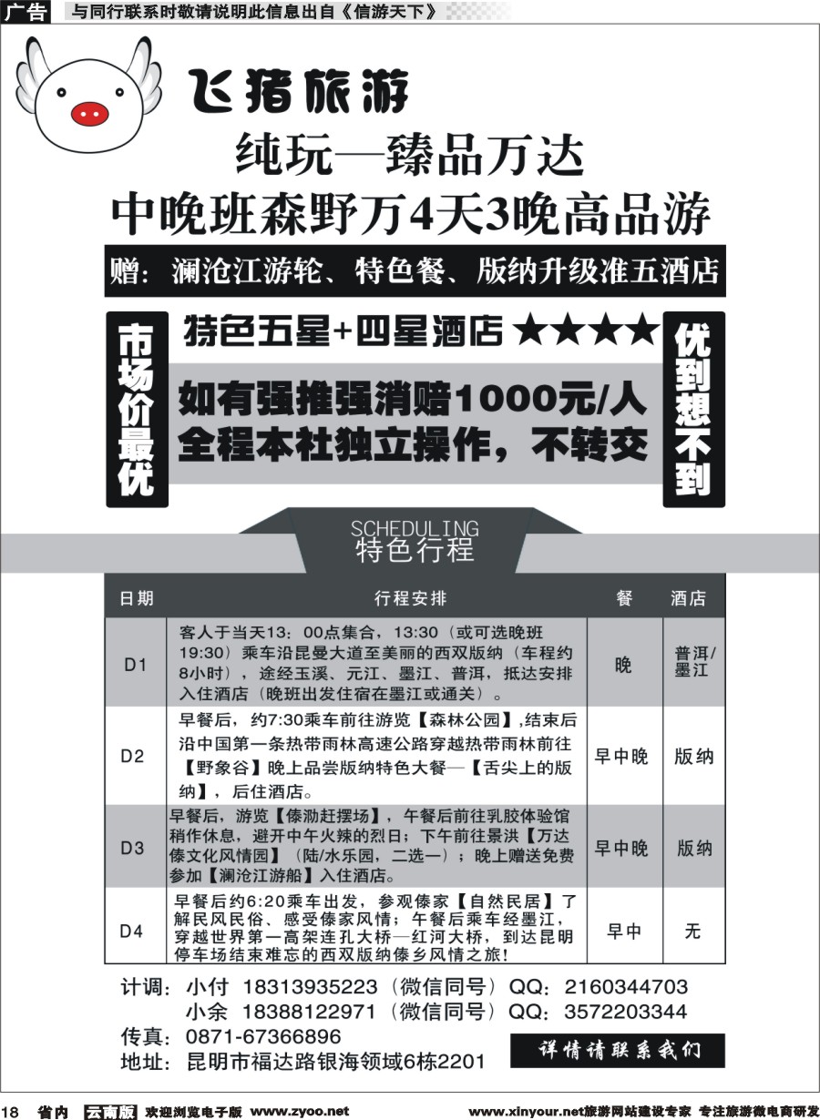省内018 飞猪旅游—版纳专线