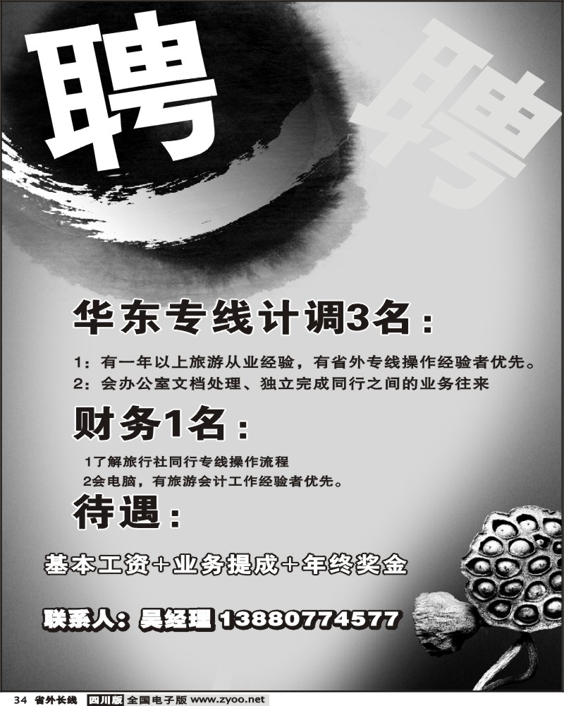 r34 市青旅 醉江南 招聘