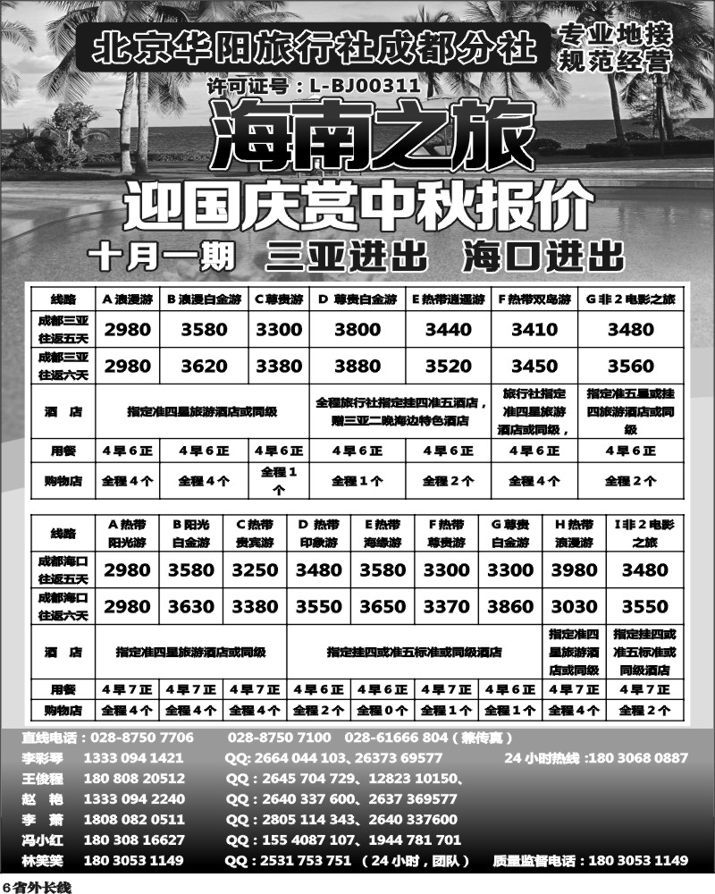 r6  北京华阳旅行社成都分社  海南之旅.