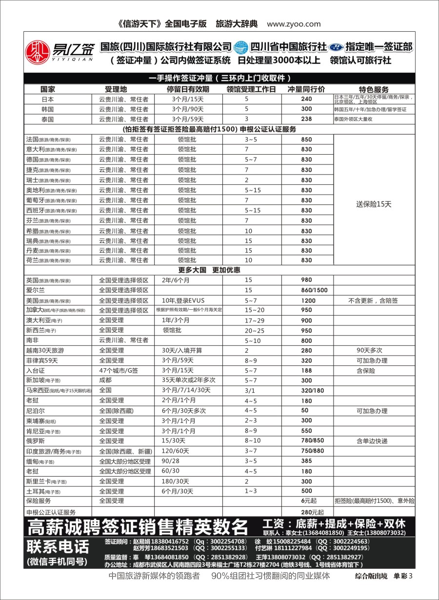 H单彩003 四川国际旅行社有限公司-易亿签签证中心