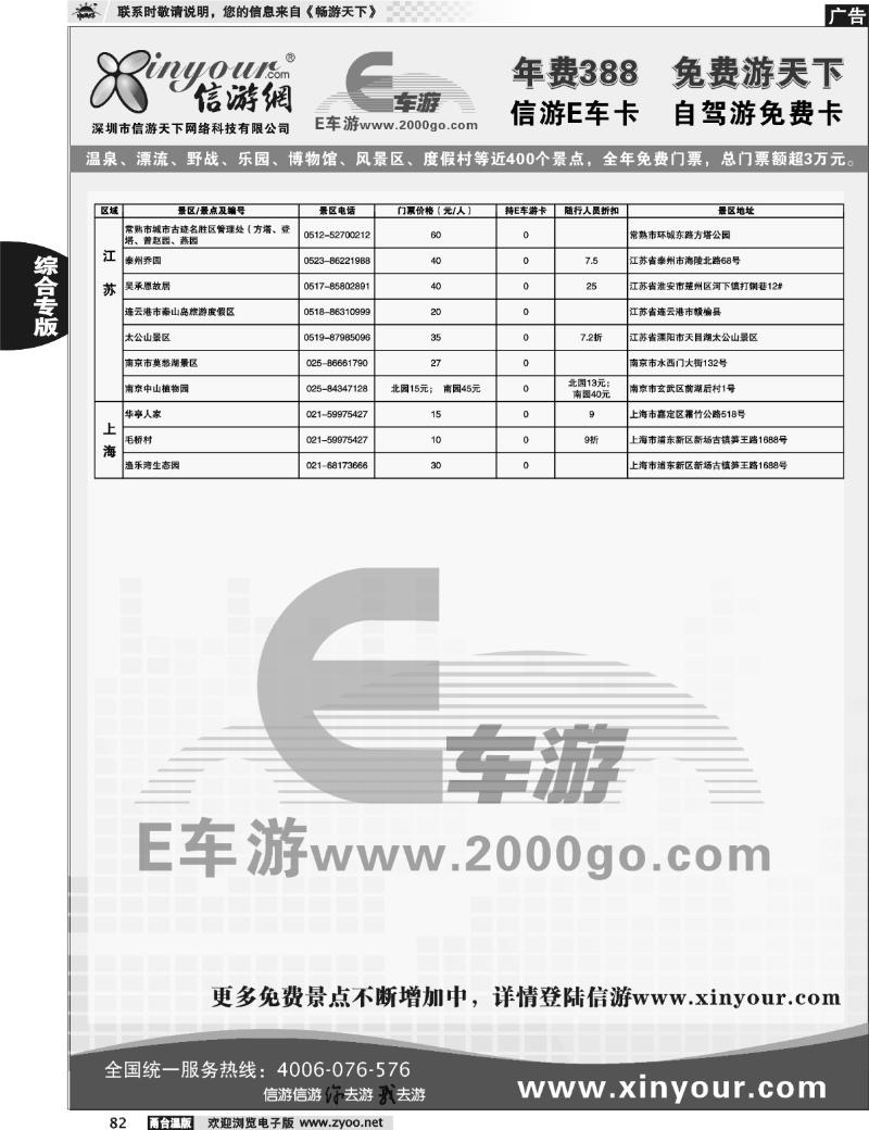 82  信游网.E车卡免费景点