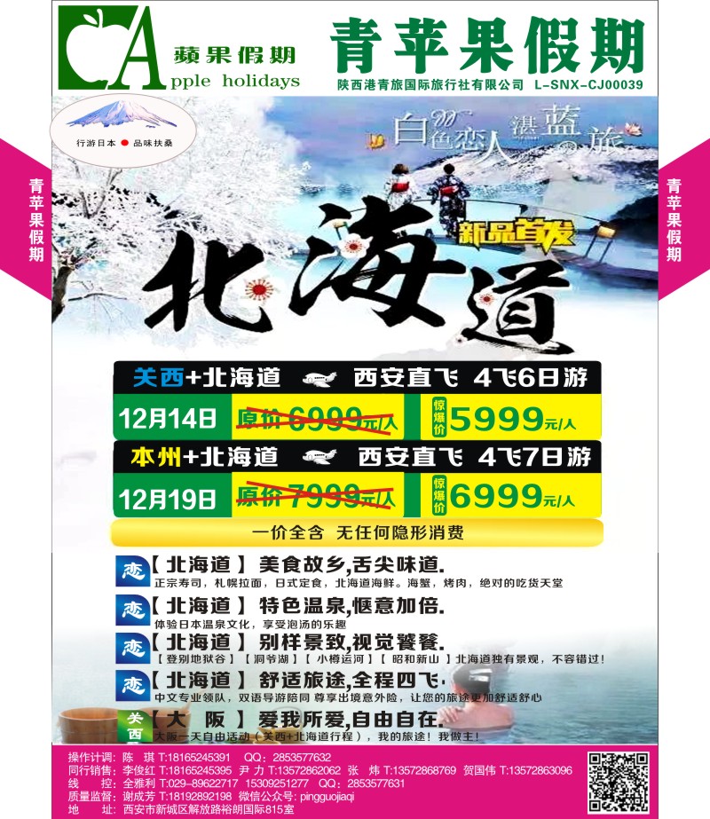 r彩043  青苹果假期-行游日本，本州七日特惠之旅