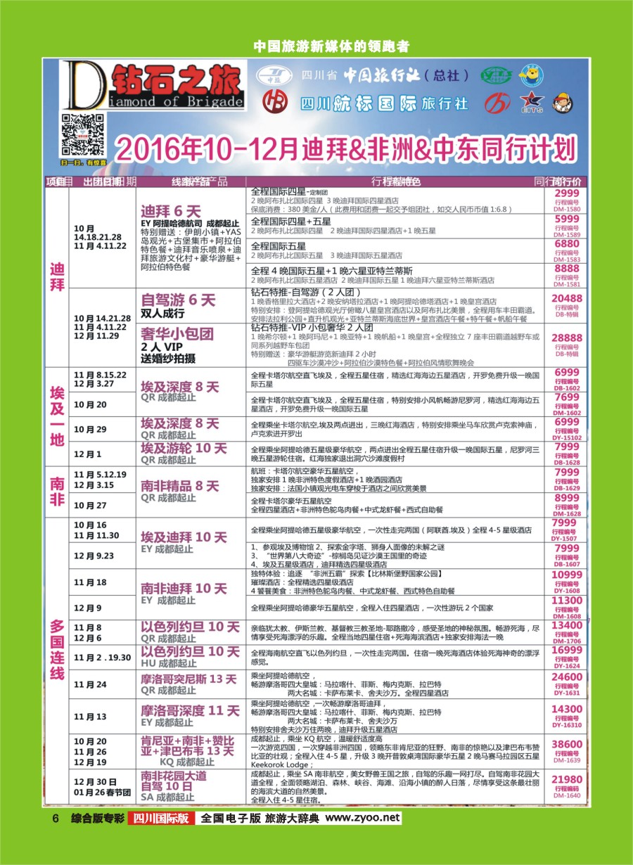 H专彩006 钻石之旅10-12月迪拜非洲中东同业计划｛02620｝