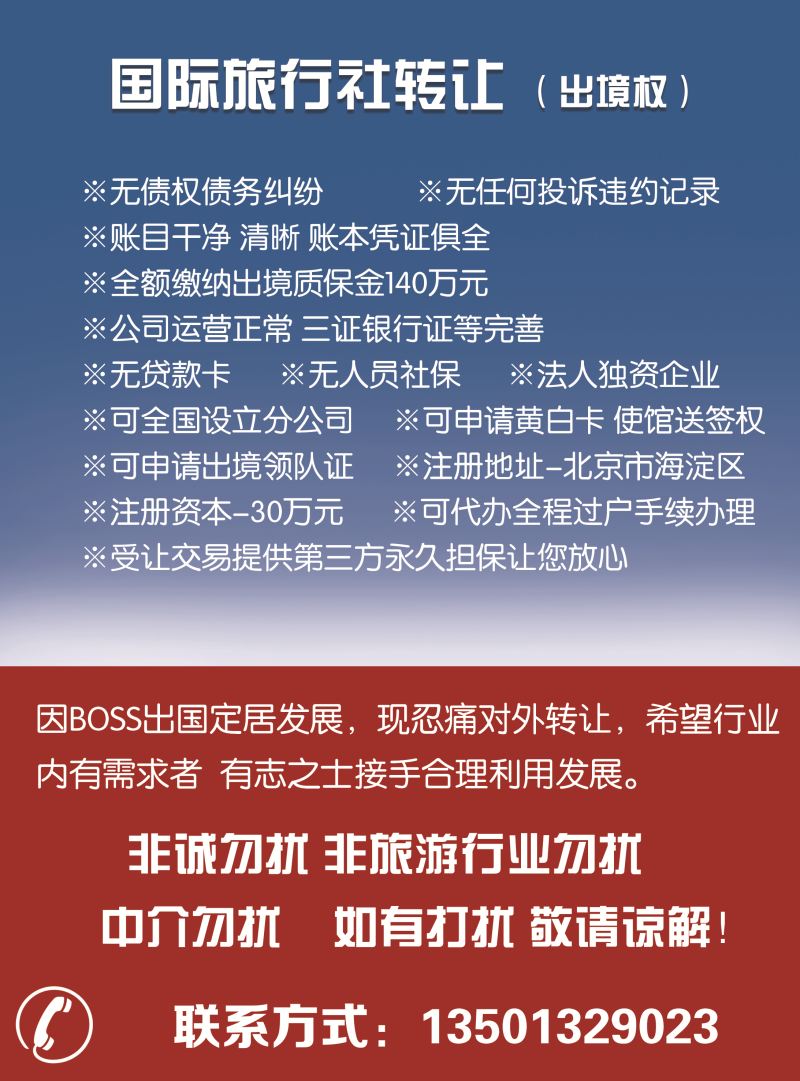 559期国际旅行社转让
