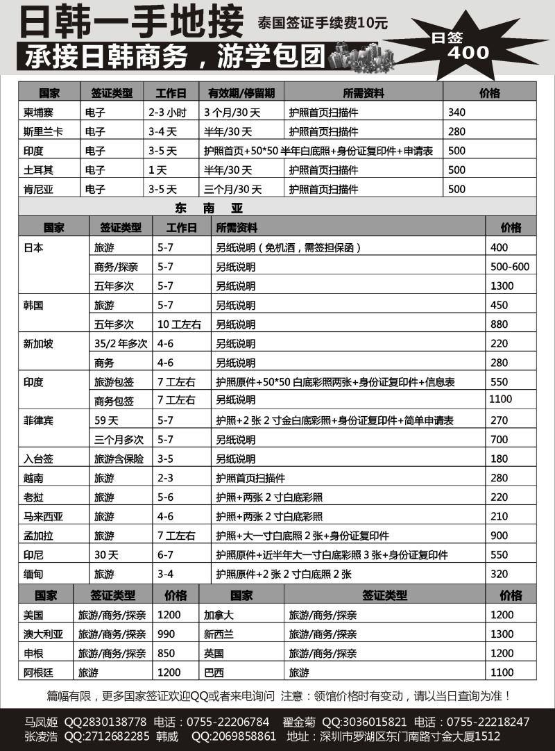 游途签证日韩泰新马 海南广西 国际版