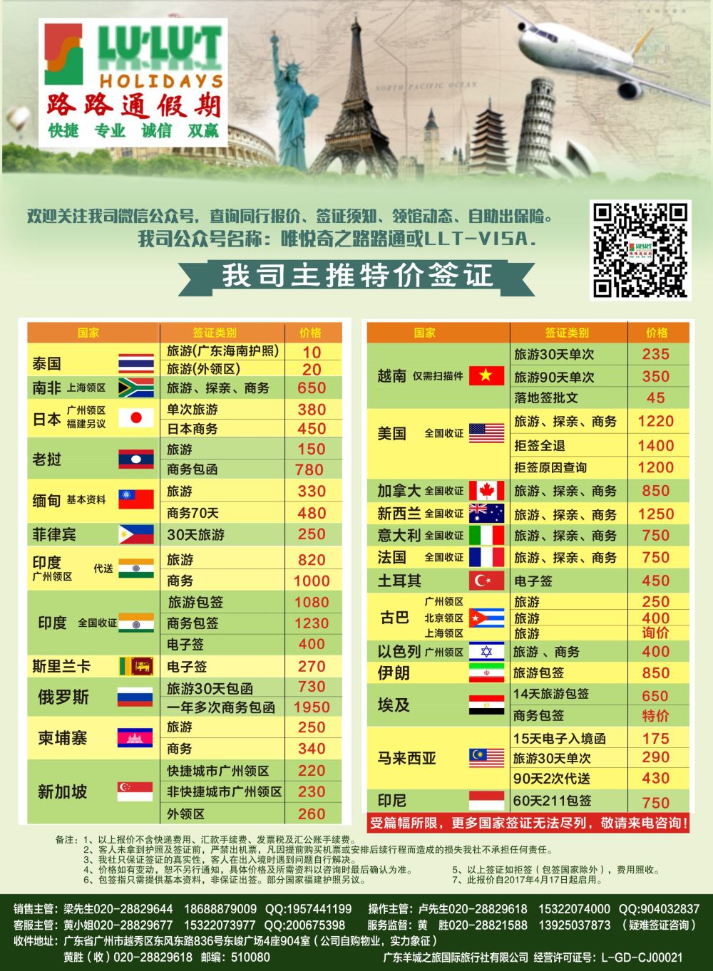 路路通签证同行报价(广州、广州国际、深港国际、粤东、粤西、海南、福建+广西+云南+贵州+湖南国际）