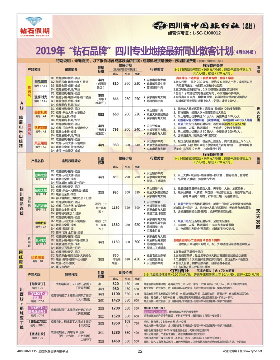 22     钻石假期—四川省中国旅行社（总社）峨眉山乐山金牌专线