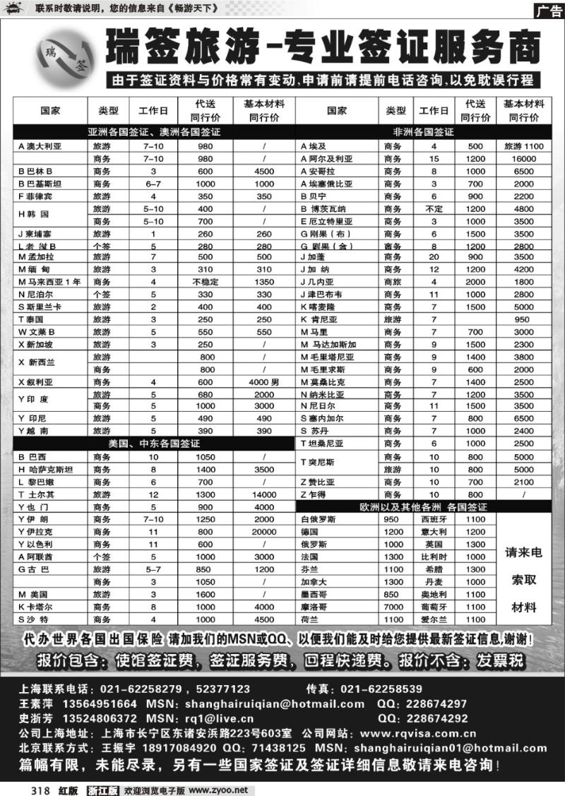 318 瑞签旅游●专业签证服务商