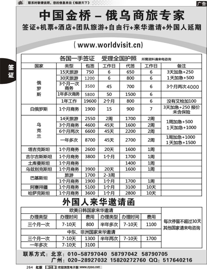 264 中国金桥－俄乌商旅专家签证部