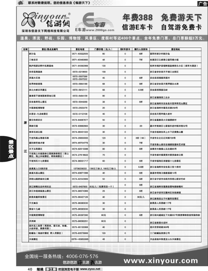 40 信游网.E车卡免费景点