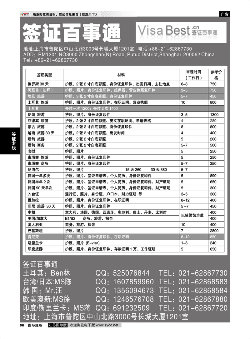 6 签证百事通 签证专线