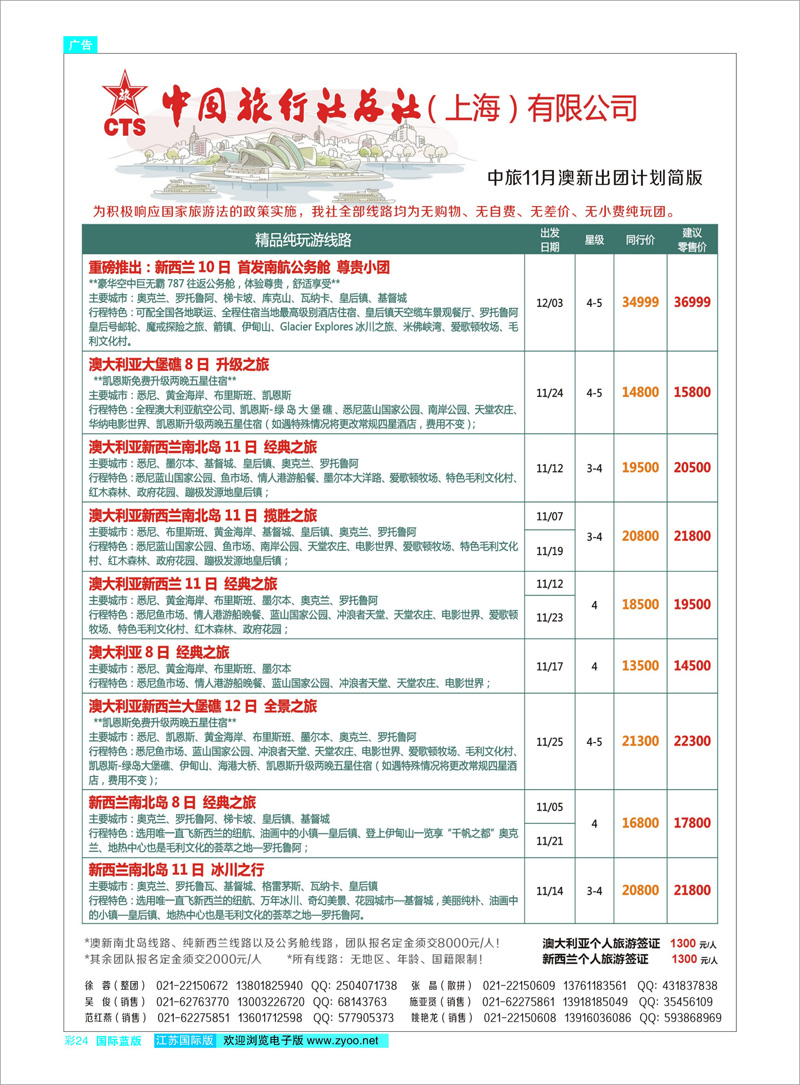 24 中旅总社上海公司澳新线 澳新专线