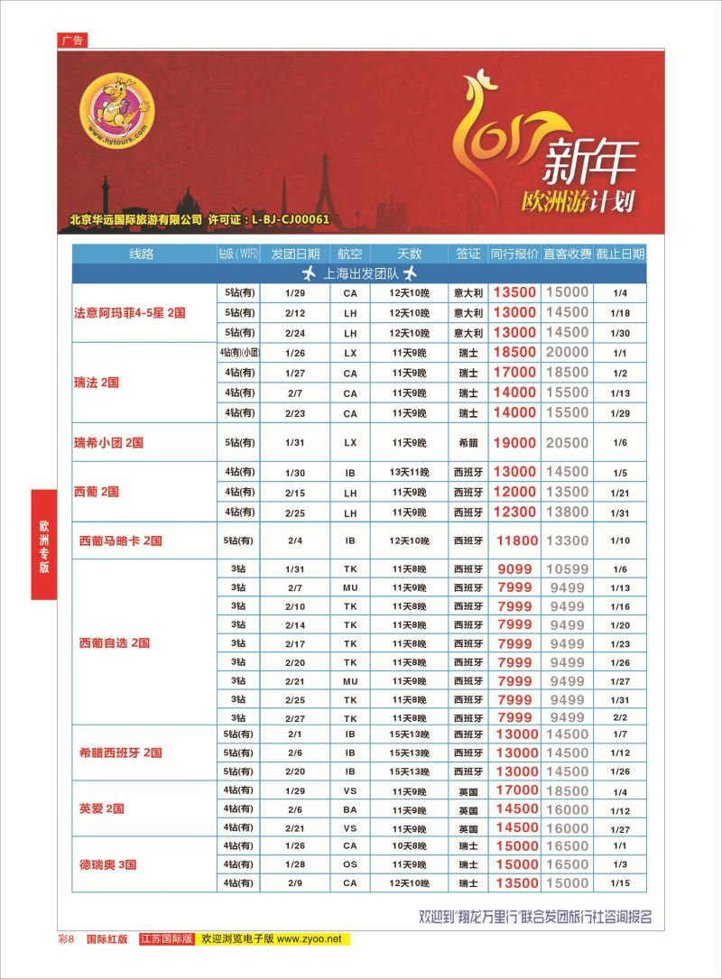 红彩8 翔龙万里行 ｛02600｝ 欧洲专版