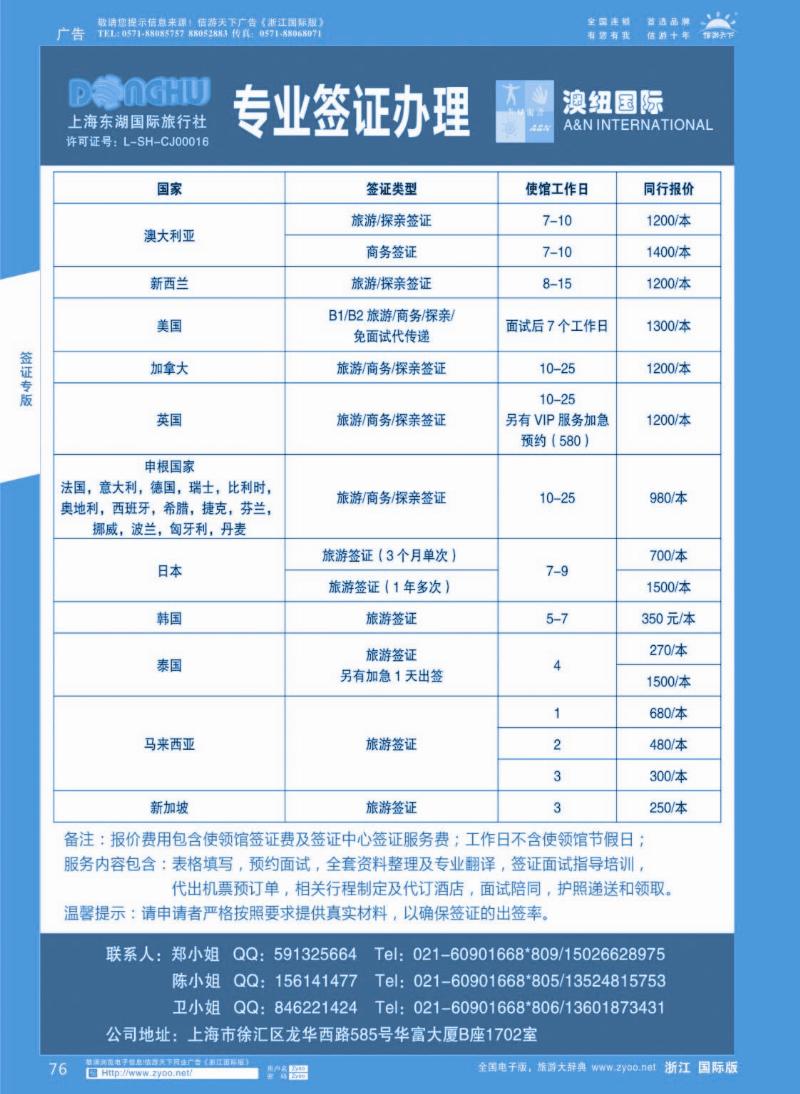 76 澳纽国际—签证