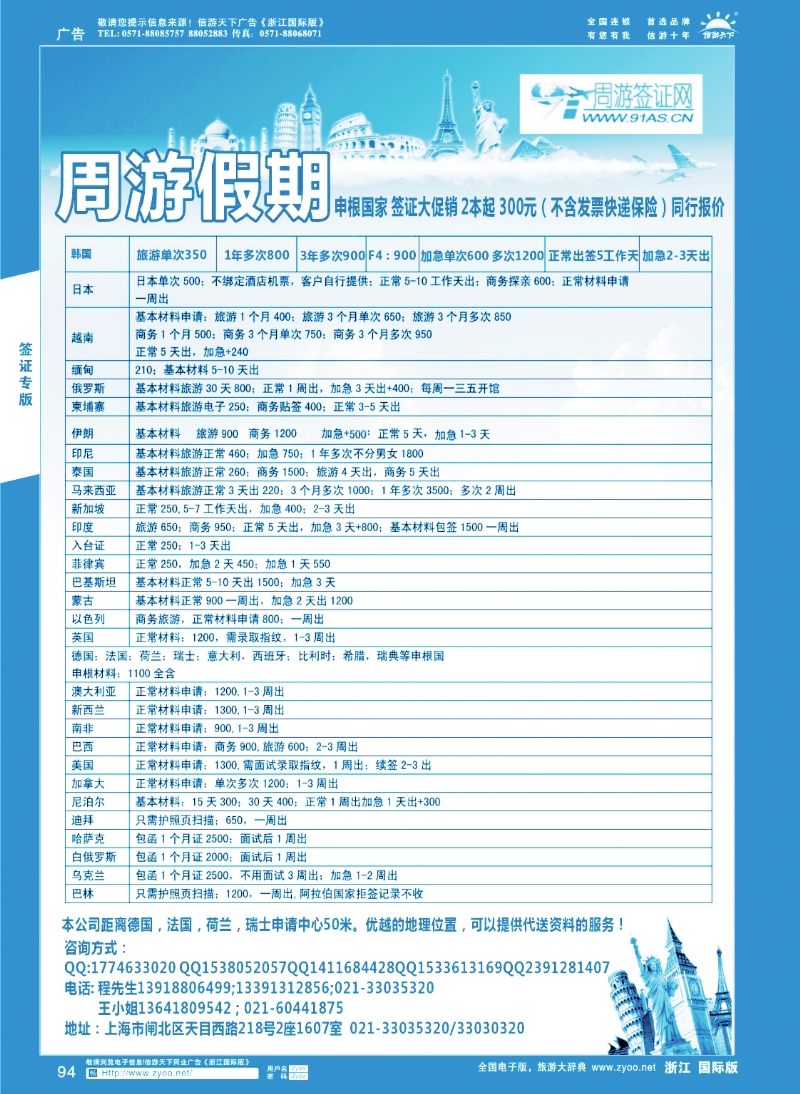 94 周游假期-签证