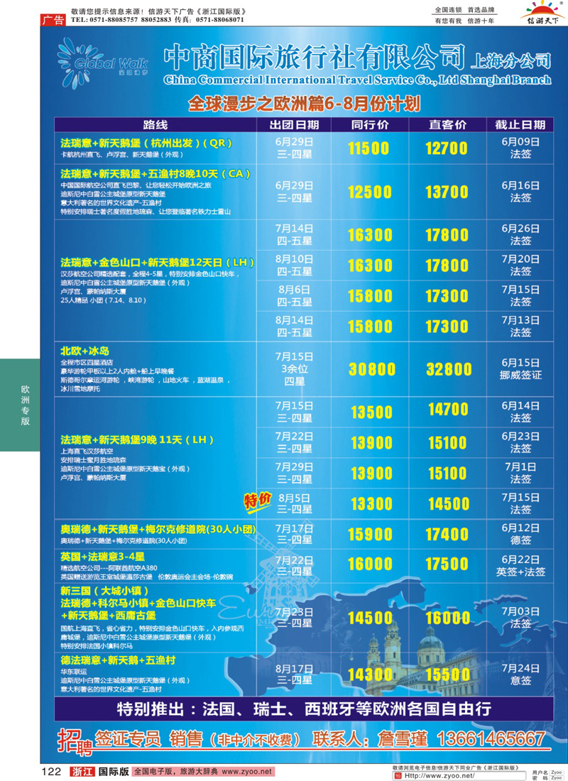 122 全球漫步之欧洲篇6-8月计划