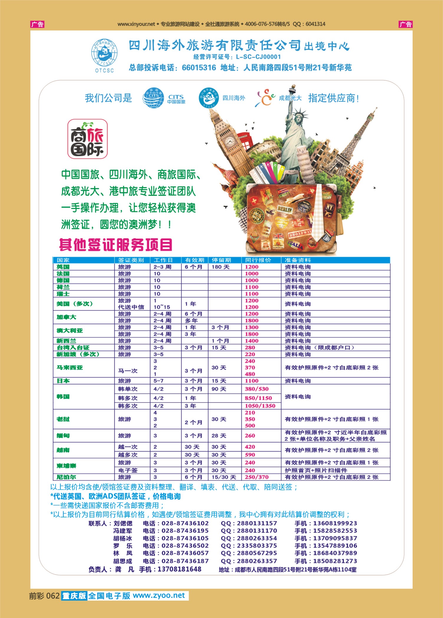 前彩062四川海外旅游-商旅假期-签证