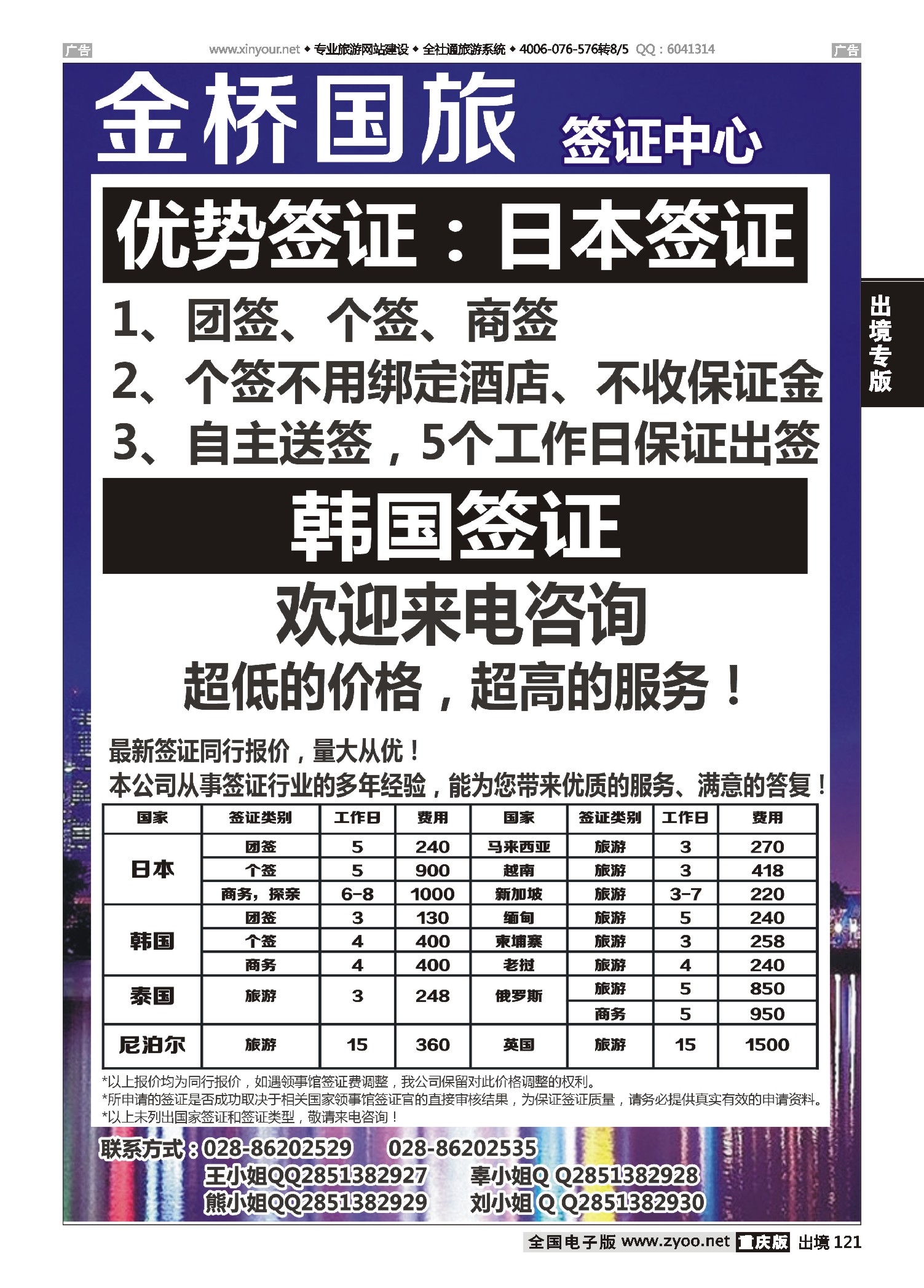 出境121成都金桥国旅--签证