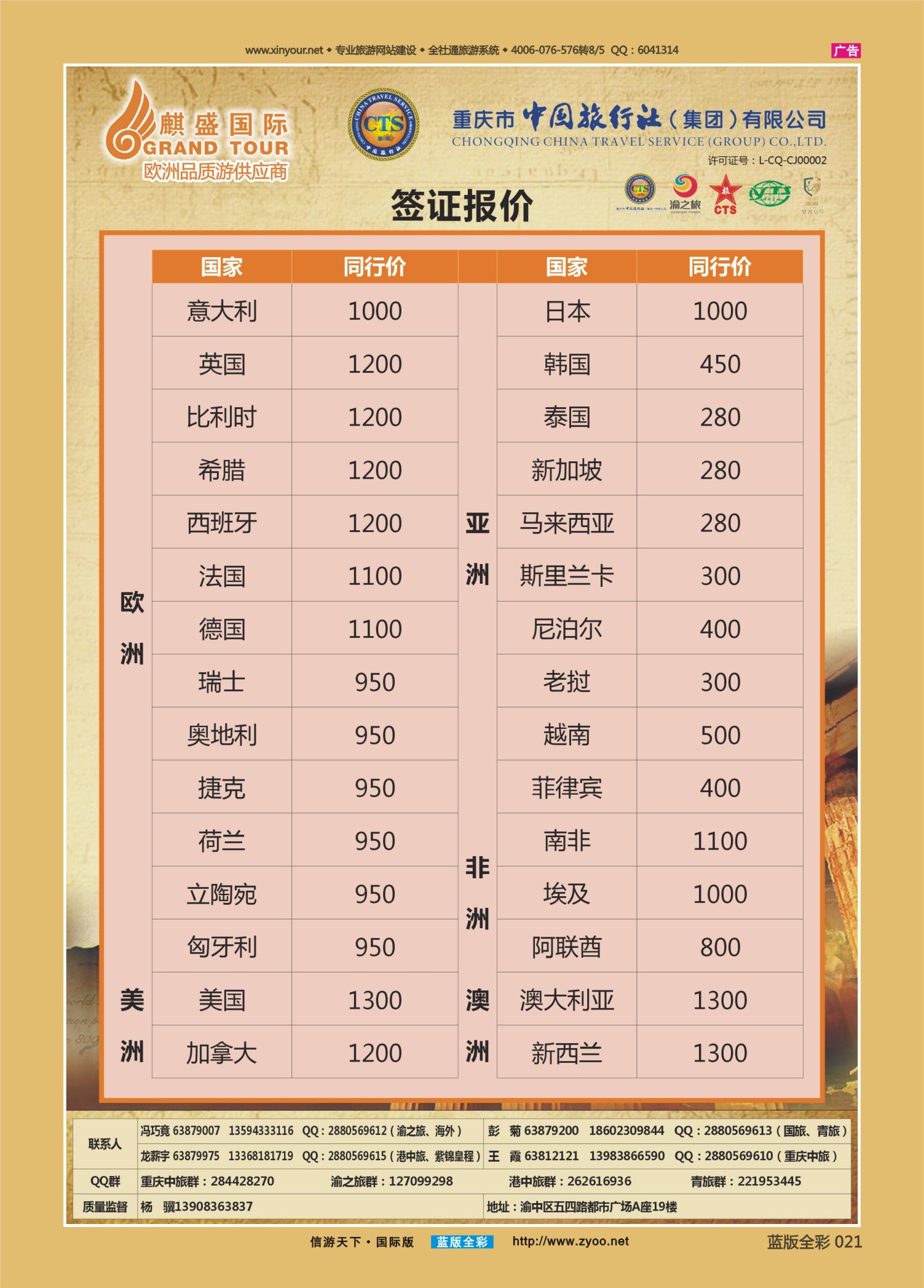 蓝21 538 中国旅行社-签证02 
