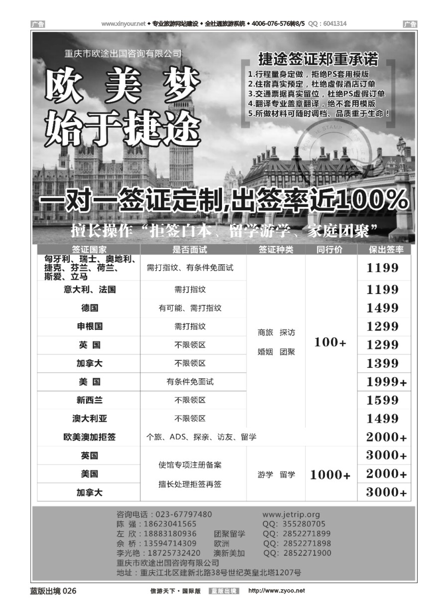 B026 重庆捷途签证