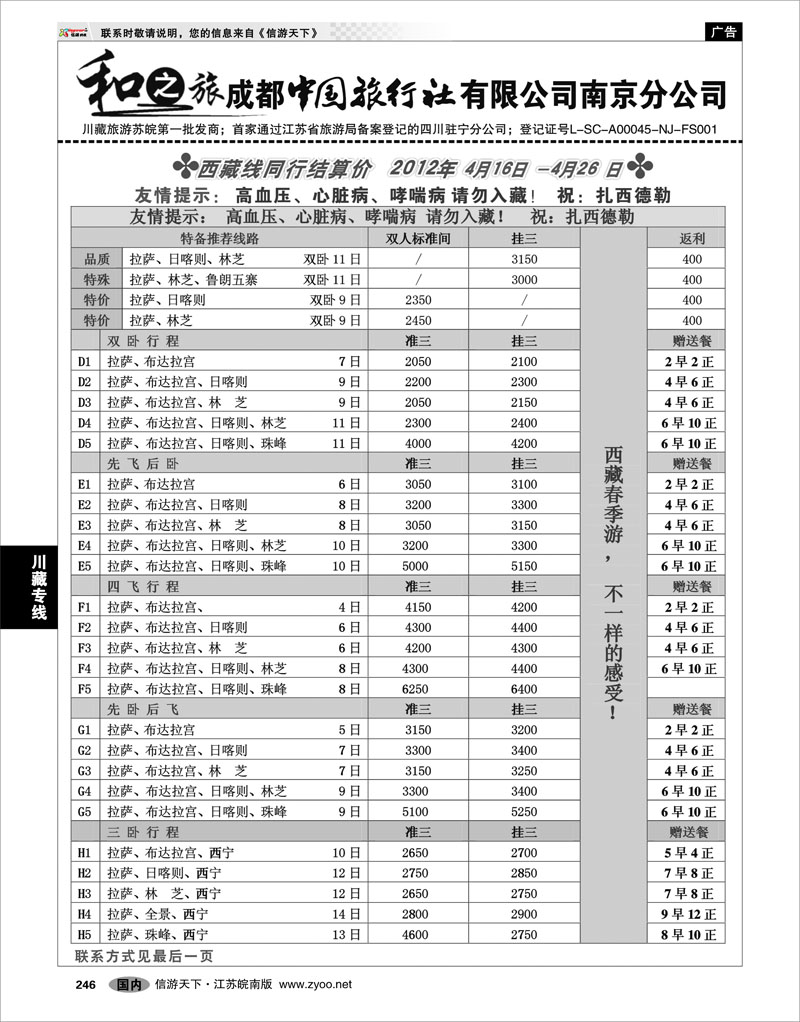 246 川藏专线 成都中国旅行社南京分公司★和之旅02
