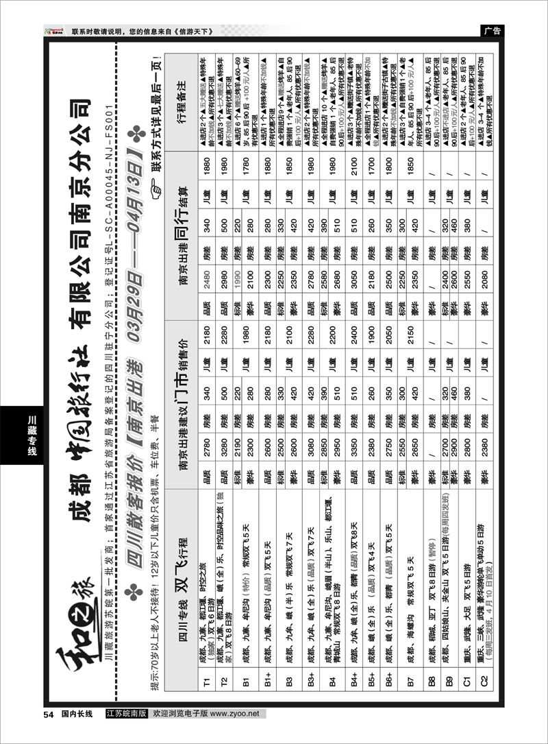 54 成都中国旅行社南京分公司★和之旅01 川藏专线