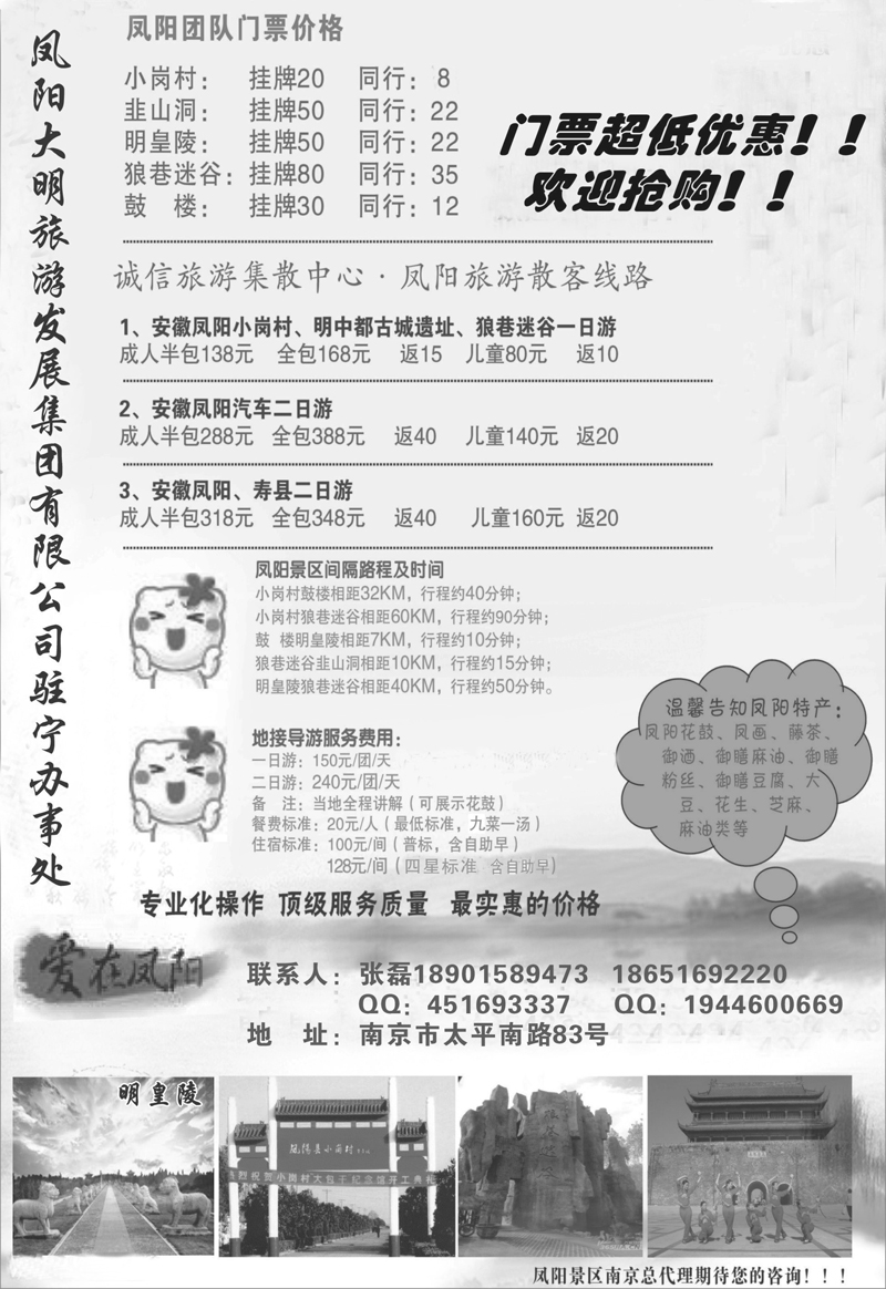 20 安徽凤阳县旅游发展有限公司驻宁办事处