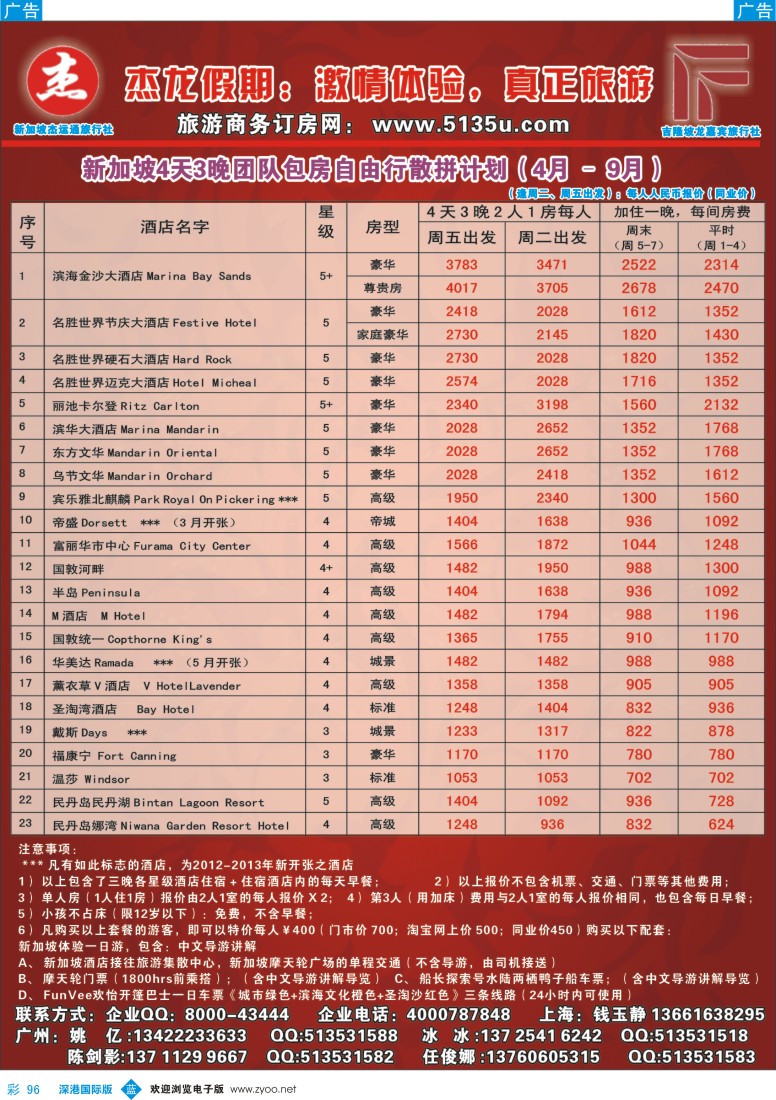 b彩096  杰龙假期—新加坡自由行套餐：2人成行，天天出发