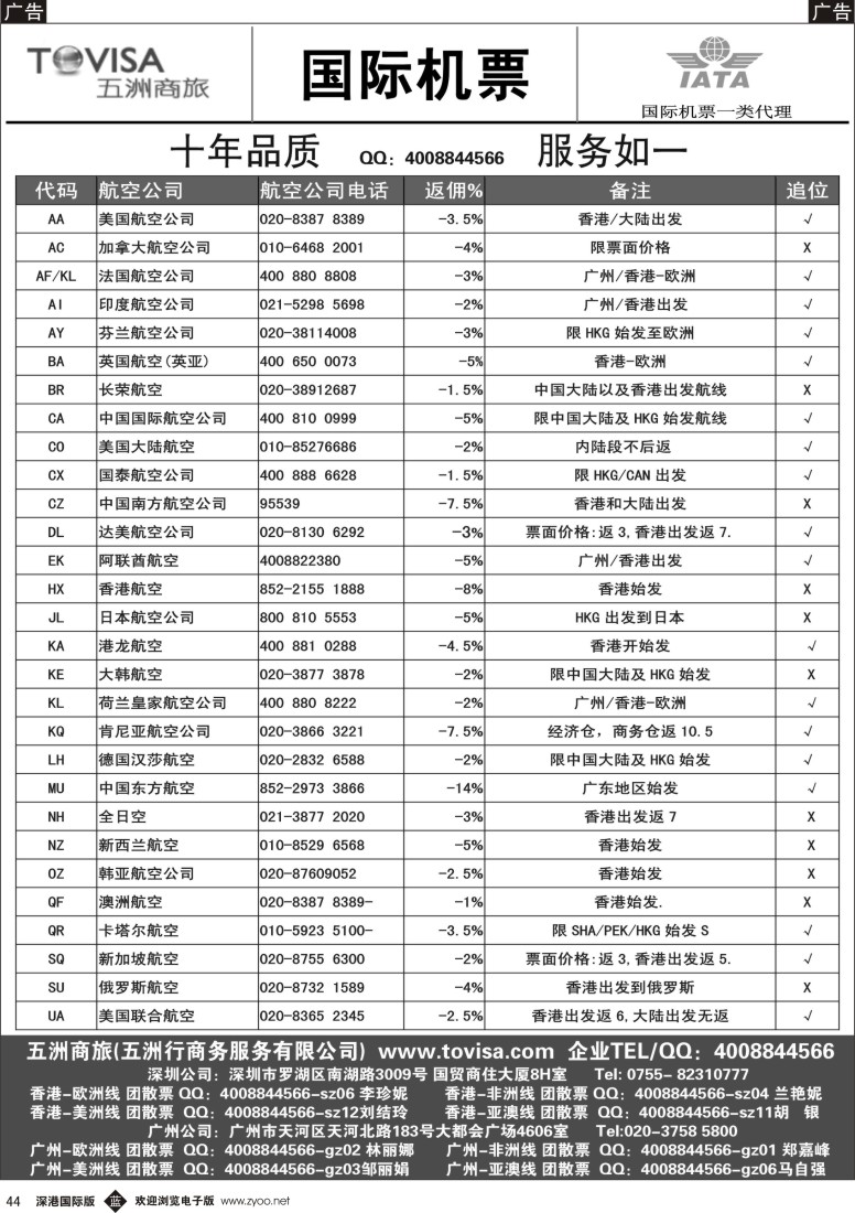 b黑044  五洲商旅（国际机票）