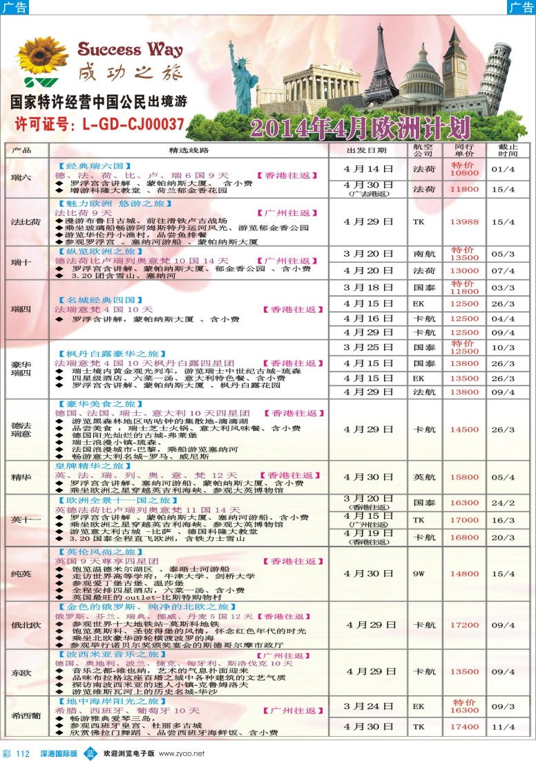 b彩112  成功之旅---欧洲计划