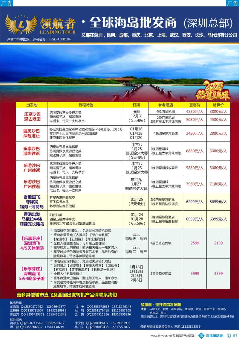 b彩057  领航者—沙巴、芽庄、菲律宾春节计划