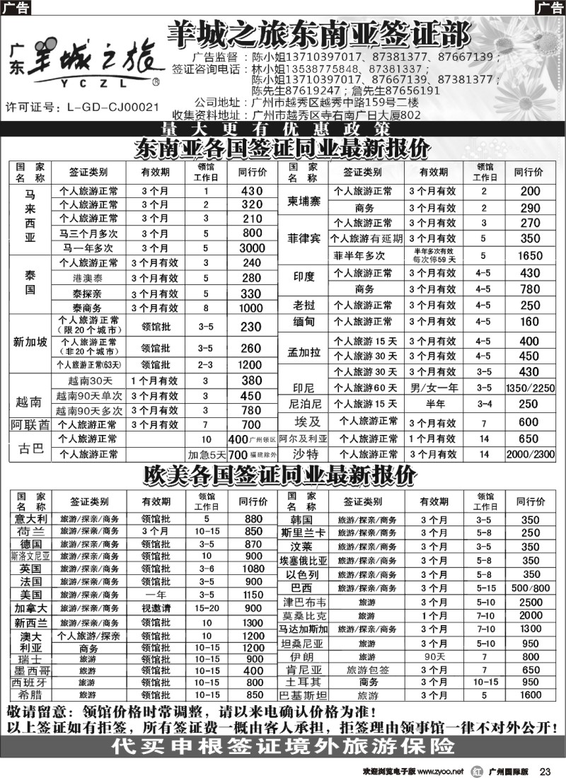 r023 羊城之旅东南亚签证部