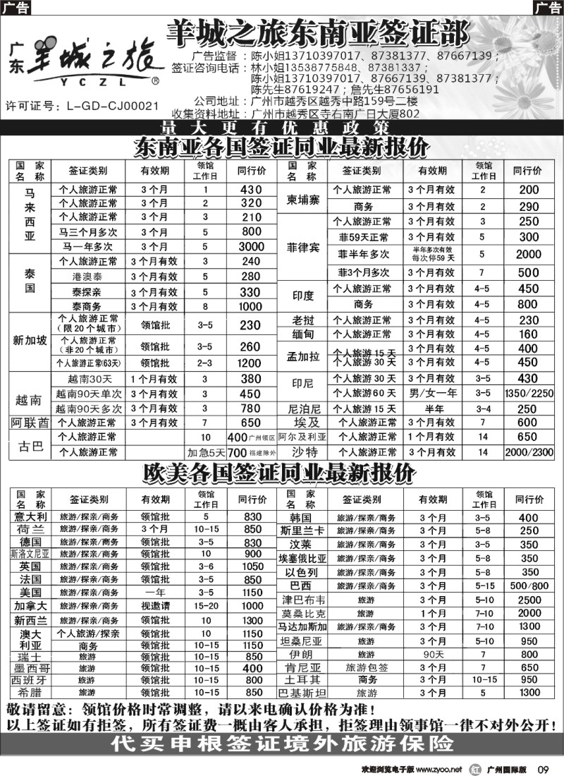 r009 羊城之旅东南亚签证部