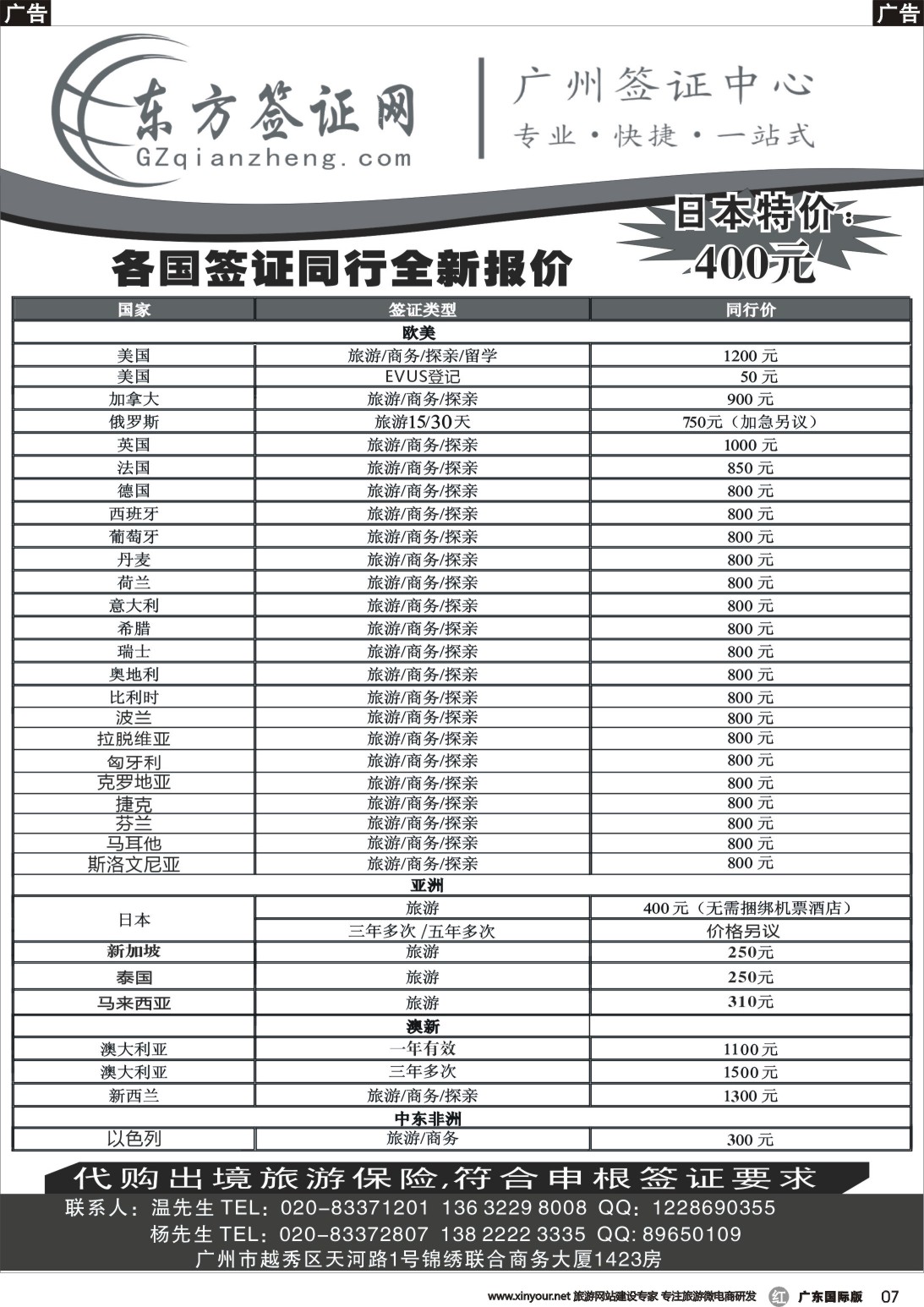r007 东方签证网（广州国+广西国+云南国+贵州国）