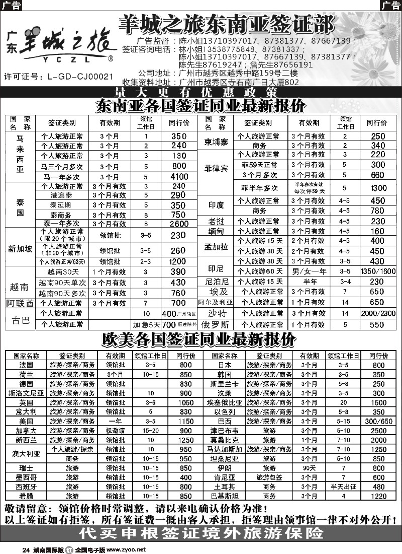 R024  羊城之旅东南亚签证部