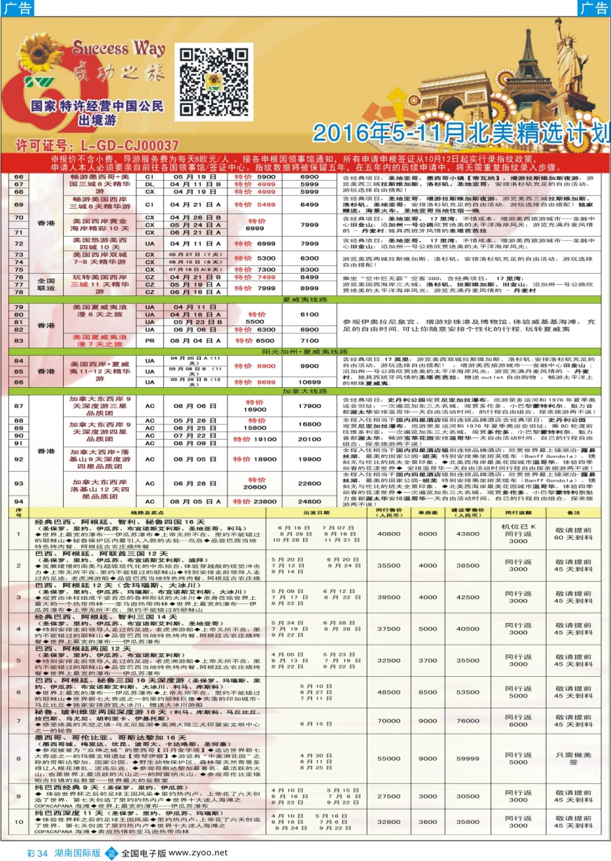 BC034 广州成功之旅－－欧洲、美洲、南美计划