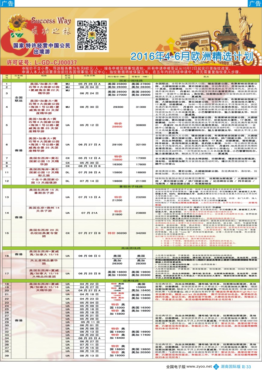 BC033 广州成功之旅－－欧洲、美洲、南美计划