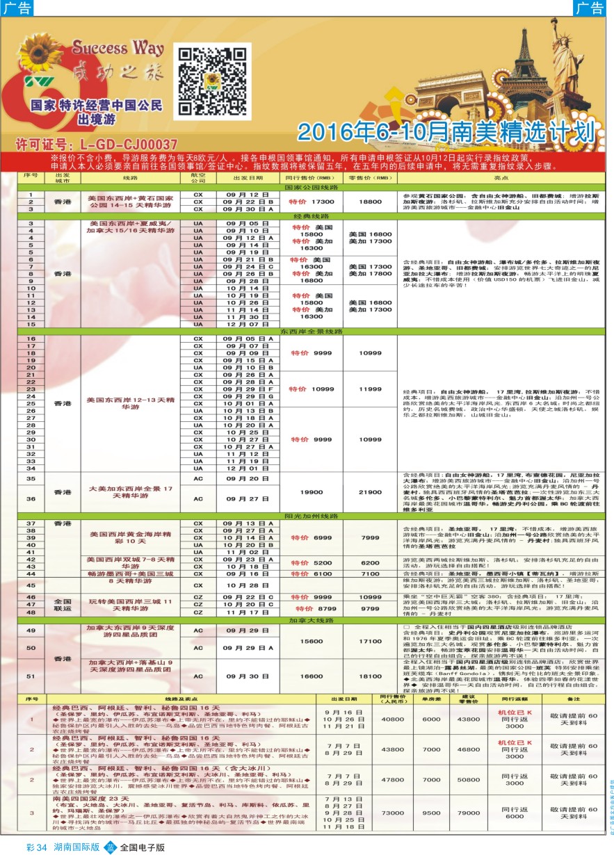 BC034 广州成功之旅－－欧洲、美洲、南美计划