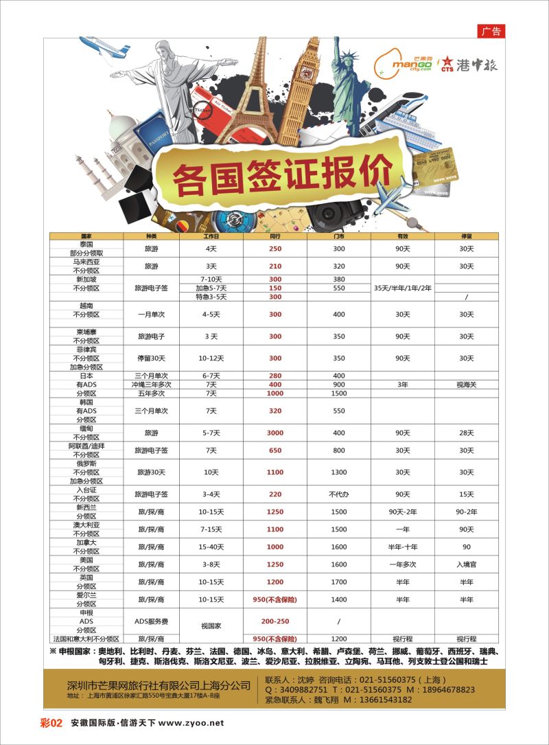 彩02 港中旅芒果网同业中心  签证