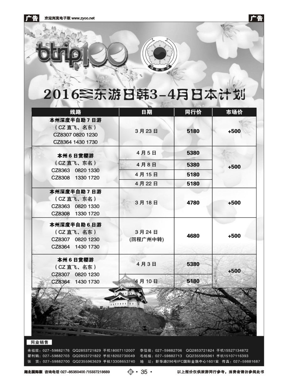 561JHN035武汉东游国际旅行社