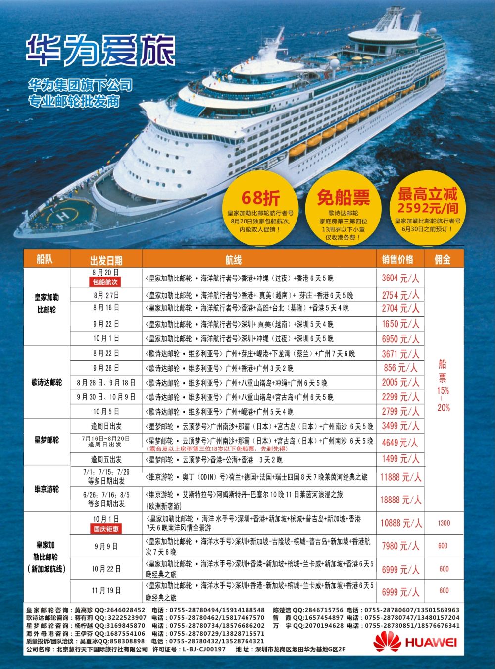 艳626期  华为爱旅·邮轮包船计划