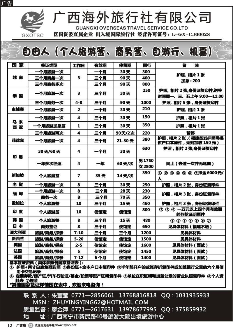 r12自由人（签证、自由行、机票）