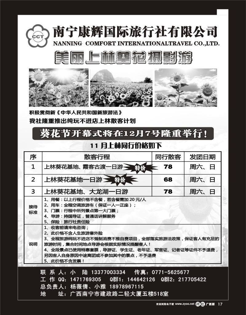 单彩洋红r17广西康辉国旅—上林葵花摄影游