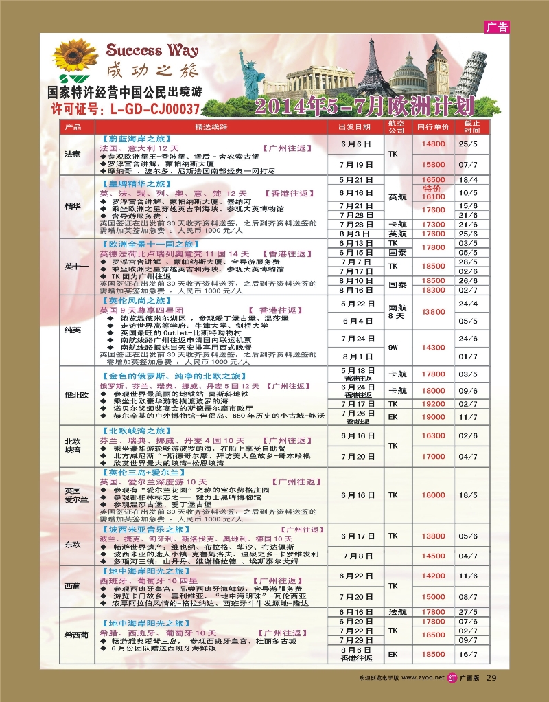rr29广州成功之旅－－欧洲、美洲、南美计划