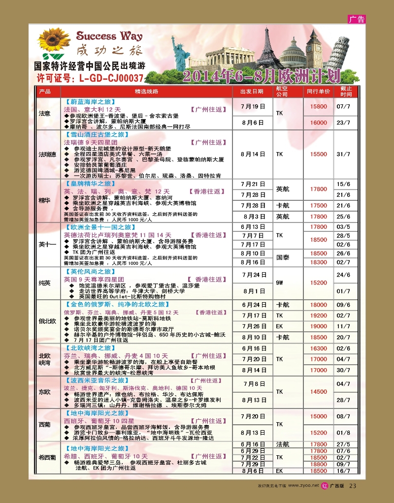 rr23广州成功之旅－－欧洲、美洲、南美计划