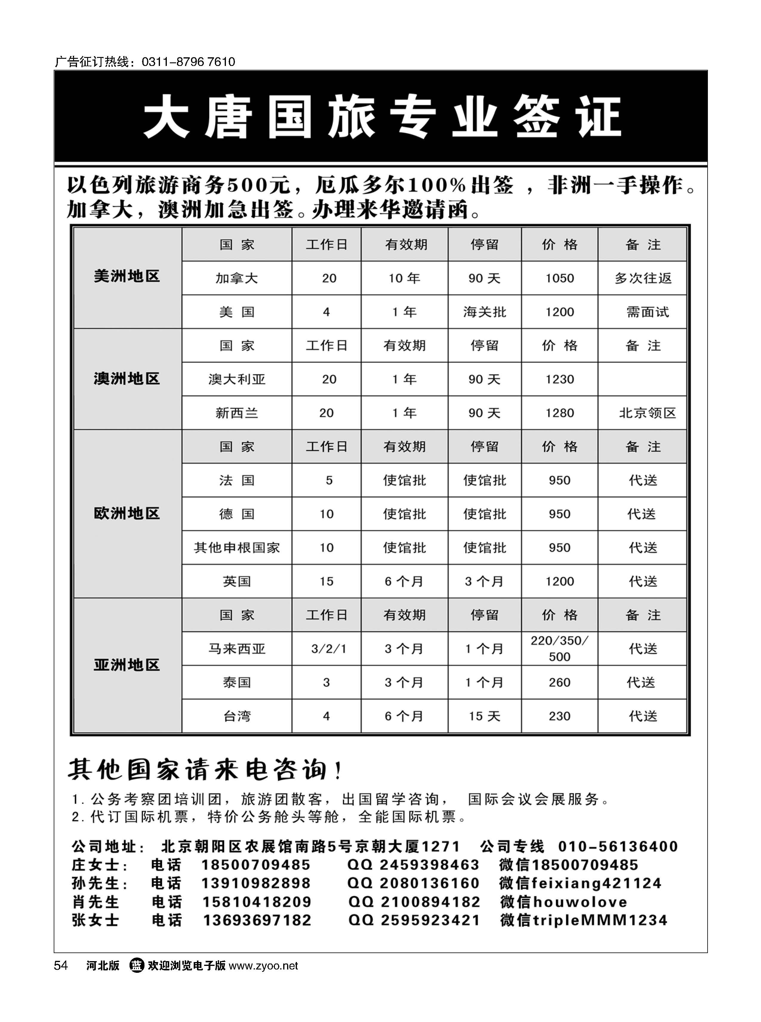 54 专业签证