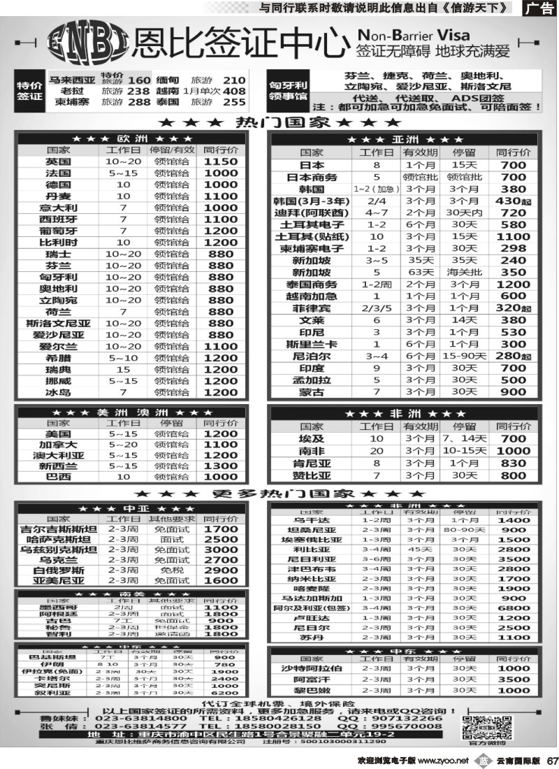 b067 恩比签证-欧洲、亚洲、美洲、澳洲、非洲 