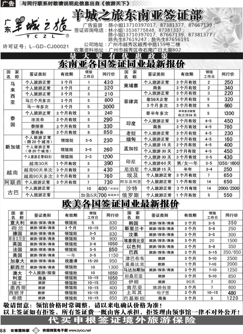 b088 羊城之旅东南亚签证部