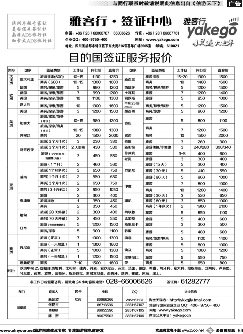 b083 雅客行-全球签证